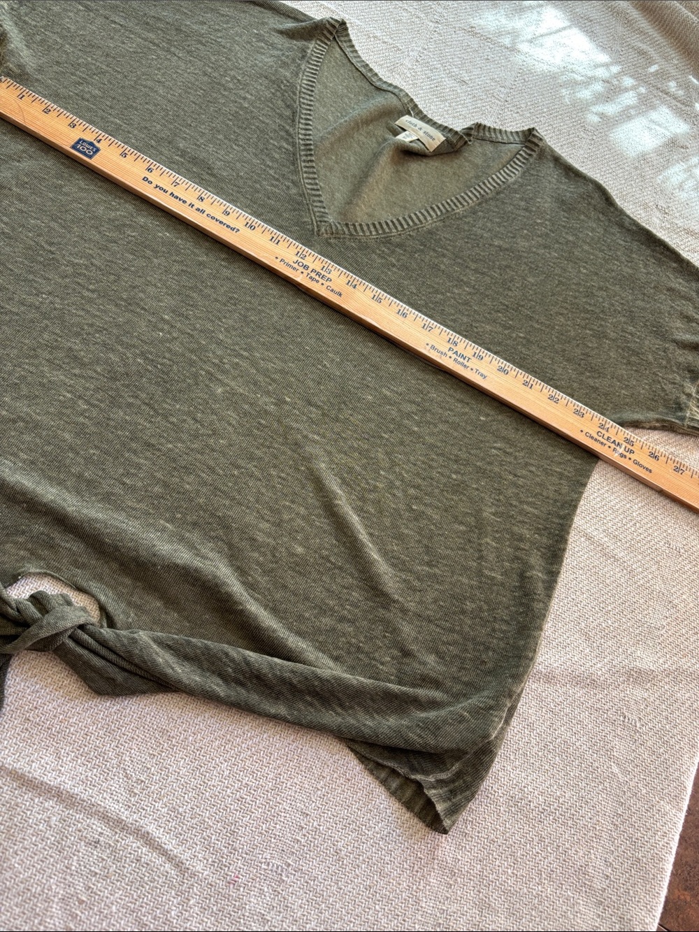 Cloth & Stone Olive Textured Linen Front Tie Tshirt Top Size XL - Picture 11 of 14